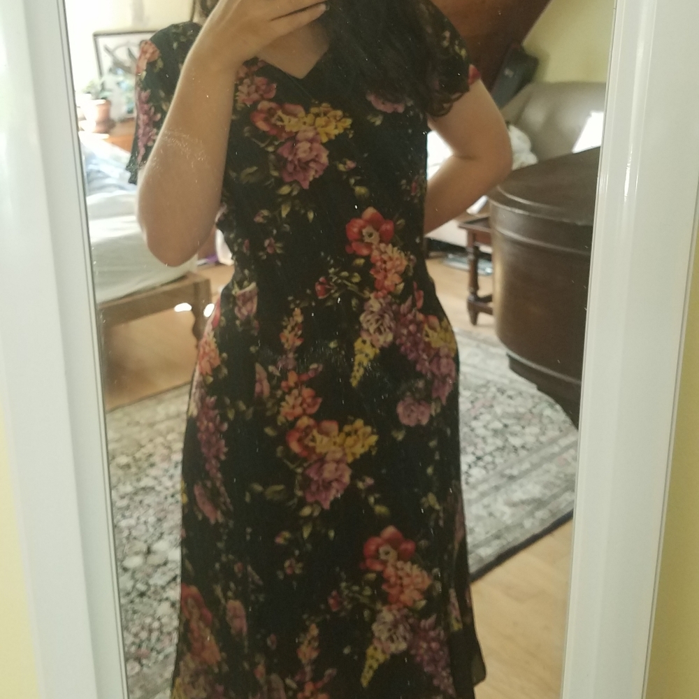 Talbots Floral Silk Midi Dress